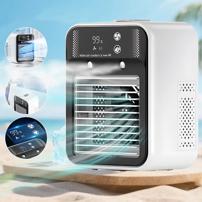 Portable Air Conditioner Personal Cooling Fan USB Rechargeable LED Mini Cooler