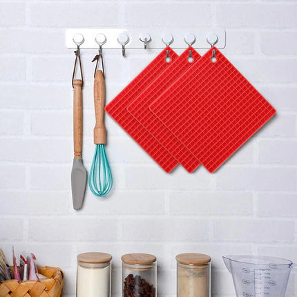 4Pcs Silicone Heat Resistant Placemat Square Non Slip Mat Pot Holder Pad Kitchen