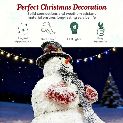 120cm Solar Powered Christmas Decoration Lights Snowman Metal Frame LED Light