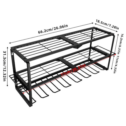 3Layers 7 Drills Power Tool Organizer Holders Heavy Duty Storage Rack Wall Mount