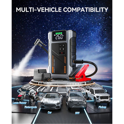 6000A Car Jump Starter Power Bank With Air Compressor Battery Booster + Case