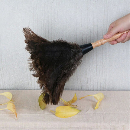 Anti-Static Ostrich Feather Duster Wooden Handle Brush Duster Dust Cleaning Tool