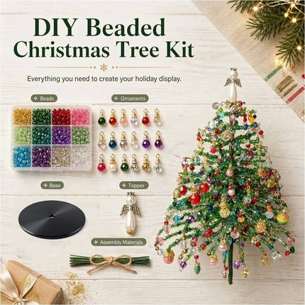DIY Beaded Christmas Tree Kit, Handmade Colorful Bead Ornament Making Set