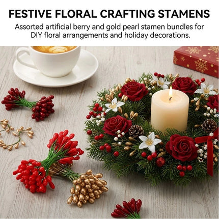 150 Pcs Artificial Berry Stems Double Head Christmas Tree Ornaments Floral Picks