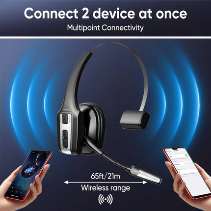 Bluetooth Headphones Noise Cancelling Microphone Trucker Bluetooth Headset
