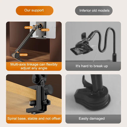 Long Arm Tablet Stand Lazy Bed Phone Holder Desk Mount For iPad iPhone Samsung