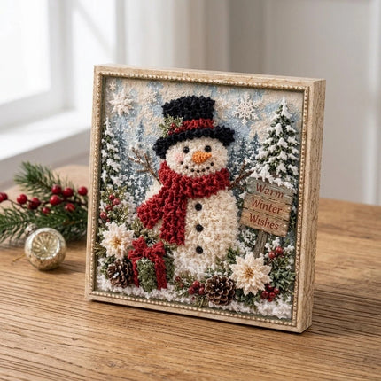 3D Christmas Fabric Poke Art Kit, DIY Punch Craft Set with Frame Decor
