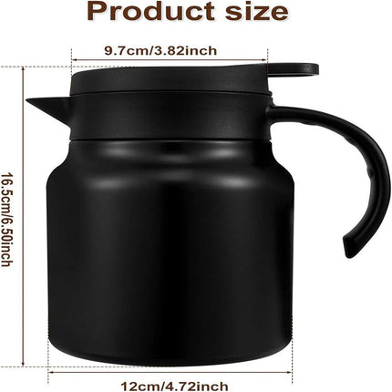 1L Stainless Steel Insulated Coffee Carafe Tea Pot with Removable Tea Strainer
