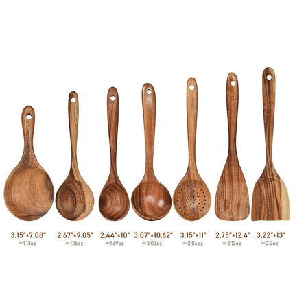Wooden Utensils Set For Kitchen Messon Handmade Natural Wooden Cooking Spoons