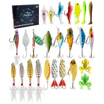 2026 Fishing Advent Calendar 24 Day Christmas Countdown Fishing Lures Tackle Set
