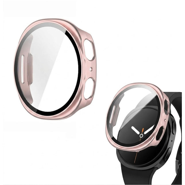 For Samsung Galaxy Watch 8 Case Cover With Glass Screen Protector 44mm Pink