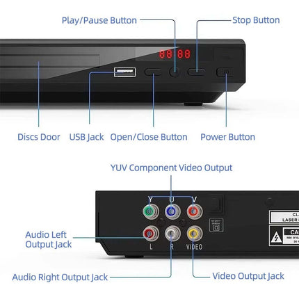 HD DVD Player Movie Composite Video USB Multi Region AVI With Remote and Cable