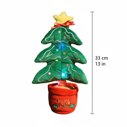 Electric Swinging Christmas Tree LED Light Plush Cartoon Holiday Tabletop Decor