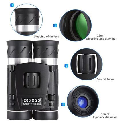 200x25 Binoculars Mini Pocket Waterproof Compact Telescope for Bird Watching