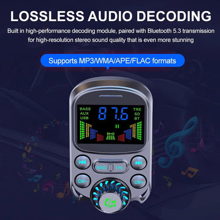 Wireless Car Bluetooth FM Transmitter MP3 Player PD USB Fast Car Charger Adapter