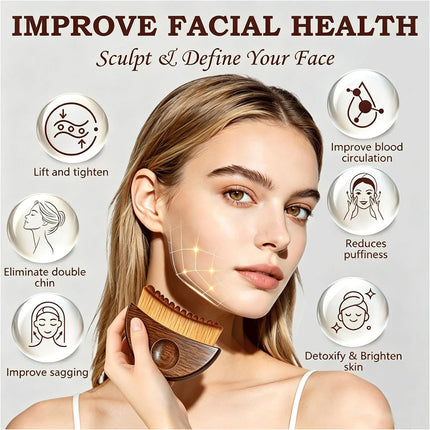 1Pcs Lymphatic Contour Face Brush - Wooden Dry Face Brush for Christmas Gifts