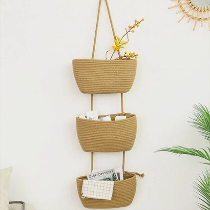 Hanging Storage Basket 3Tier Wall Mounted for Bedroom Living Room Organizer