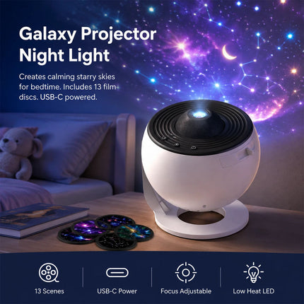 Night Light 13in1 Projector Galaxy Starry Sky LED Star Lamp Rotating Planetarium