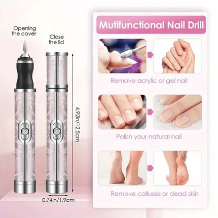 Electric Nail Drill Machine Cordless Toe Nail File for Acrylic Gel Pink
