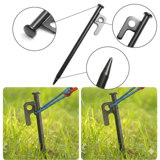 10Pcs Steel Tent Peg Set for Camping Tent Use