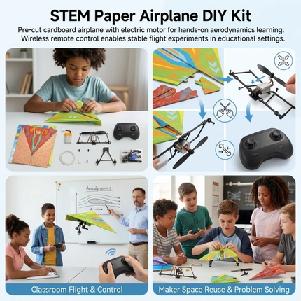 DIY Remote Control RC Paper Airplane Kit with Gyro Stabilizer & Dual Propellers