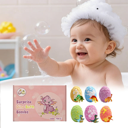 6Pcs Dinosaur Egg Bath Bombs For With Surprise Toys Inside Bath Salt Ball