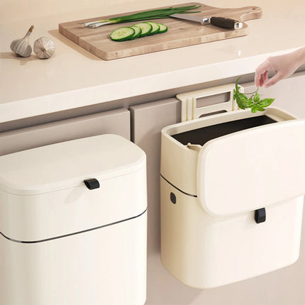 Kitchen Trash Bin Wall Mounted Door Hanging Cupboard Bin Garbage Can Wastebasket