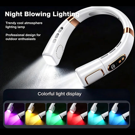 Upgraded 8000mAh Neck Fan Portable Cooler USB Rechargeable Cooling Lazy Neckband  White
