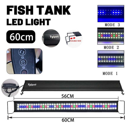 60-80CM Aquarium Light Fish Tank LED Lighting Full Spectrum Aqua Plant Lamp