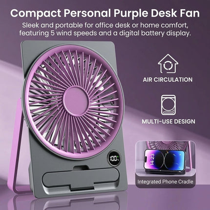 Portable Mini Handheld Fan USB Desk Fan 5-Speed Quiet Cooling for Office Dorm 1p