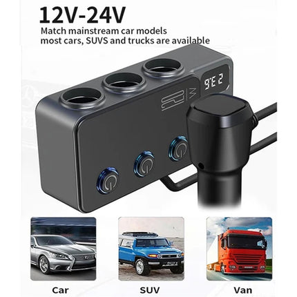 Car Charger Adapter 120W Cigarette Lighter Splitter 8 in 1 QC PD for Car Vehicle