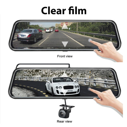 10 Inch Dash Camera Rear View Mirror Full HD 1080P Dual Lens Loop Recording Pro