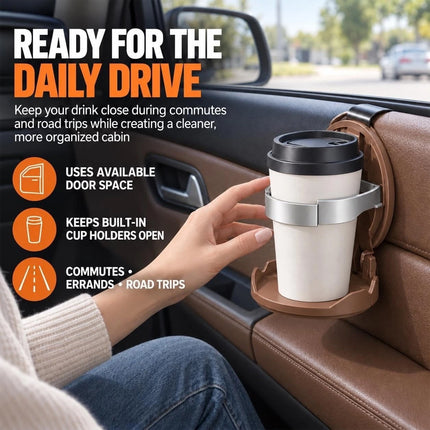 Universal Foldable Car Cup Holder with Hook Folding Automotive Door Storage