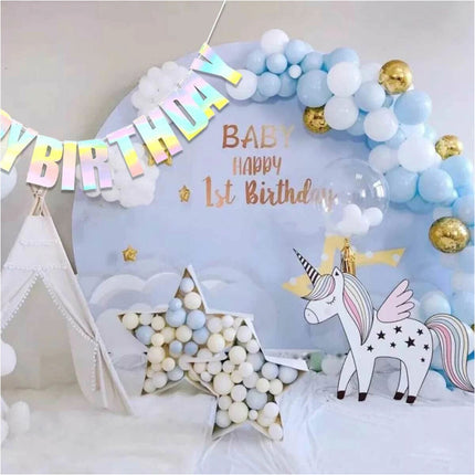 3 Pcs Happy Birthday Party Banner Flag Hanging Decoration Bunting Garland Gold Pink Clear