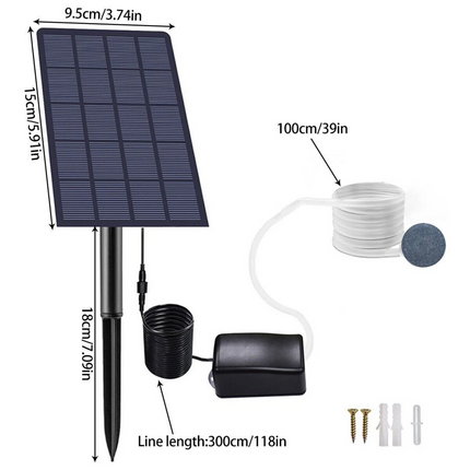 Solar Powered Oxygenator Oxygen Aerator Air Pump Fish Tank Pond Aquarium Garden