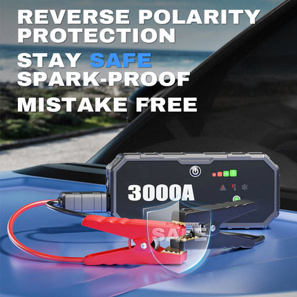 3000A Portable 12V Car Jump Starter Pack Booster Battery Charger Power Bank
