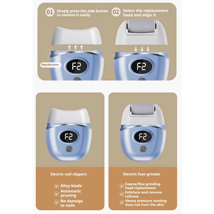 Electric Nail Clipper 2 IN 1 Electric Foot Grinder Fingernail Trimmer Nail Care Blue - Image 8