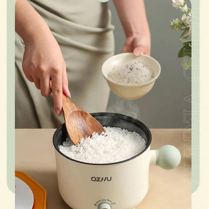 Green&White with Steamer 1.8L Portable Electric Hot Pot Trio Power Cooker Non Stick Pot Steamer 220V