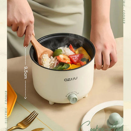 Green&White with Steamer 1.8L Portable Electric Hot Pot Trio Power Cooker Non Stick Pot Steamer 220V