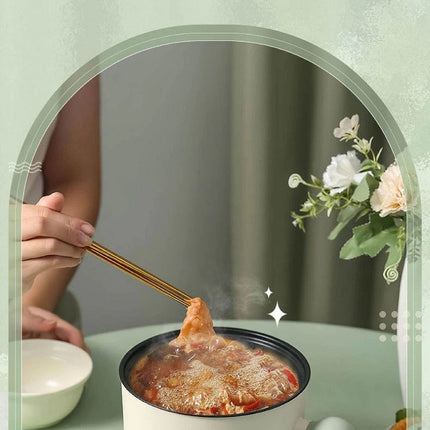 Green&White with Steamer 1.8L Portable Electric Hot Pot Trio Power Cooker Non Stick Pot Steamer 220V