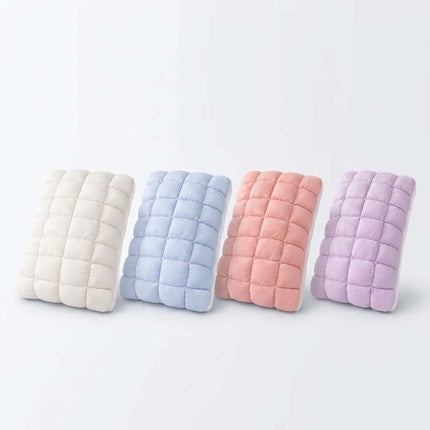 4 Color Puff Pillow Supportive Cloud Grid Breathable Soft Sleeping Cooling Puff Pillows