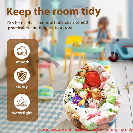 150L Clear Stuffed Animal Bean Bag Chair Cover Plush Toys Storage Organizing
