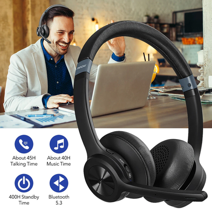Wireless Headphones Bluetooth Noise Cancelling Stereo Earphones Over Ear Headset