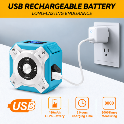 2-in-1 Laser Tape Measure 40m/60m Laser Measurement Tool USB Rechargeable LCD