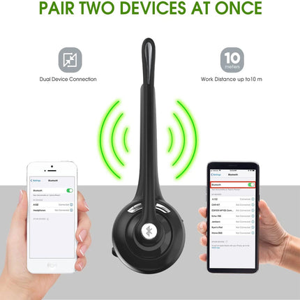 Trucker Bluetooth 5.1 Wireless Headset With Noise Cancelling Mic For Phones PC