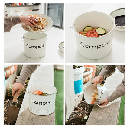 3.5L Kitchen Compost Bin Rubbish Waste Composter Basket Recycling Scrap Trash