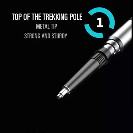 Ultralight Aluminum Trekking Hiking Poles Tactical Walking Stick Multi Tool Grey