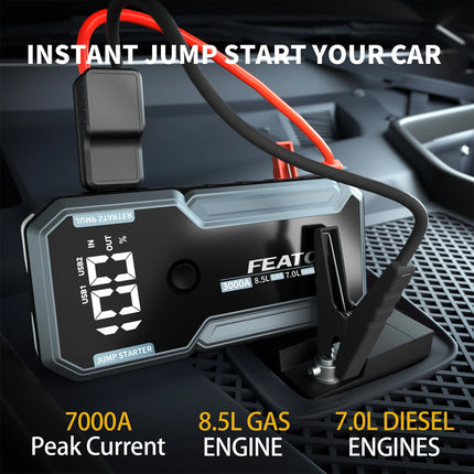 12V Portable Vehicle Power Starter 7000A Peak Output Car Starting Device for Cars Motorcycles