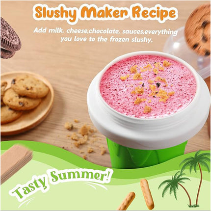 Green Slushie Maker Cup Quick Freeze Magic Squeeze Cup Milkshake Cup Ice Cream Maker