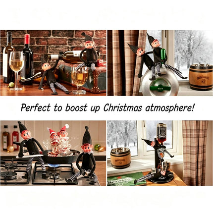 Christmas Elf Bend & Pose Black Plush Toy Bendable Naughty Elves Xmas Decor
